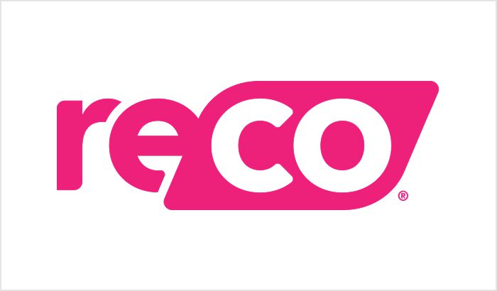 A pink and white logo with the text 'reco'.